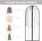 Dress Bags for Gowns Long, 65'' Garment Bags for Hanging Clothes, Suit Bag Cover for Storage and Travel, 2 Pack (Clear)