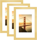 8x12 Picture Frame 3 Pack - Gold Poster Frame Display Pictures 6x8 with Mat or 8 x 12 Without Mat for Wall Hanging Horizontal and Vertical