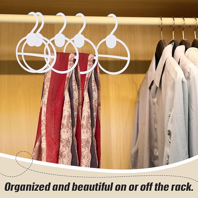 50 Pcs Scarf Hanger Plastic Holder Organizer Space Saving Scarf Organizer Clothes Hanger for Scarves Headscarves Clothing Sorting Storing (White)