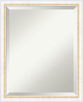 Amanti Art White Wall Mirror 22x18 Morgan White Gold Rectangle Bathroom Mirror for Wall Decor Living Room, Small Modern Wood Frame, Hangs Horizonally and Vertically, Bathroom Decor, Beveled Edge