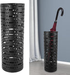 Metal Umbrella Holder, Hollow Round Umbrella Stand Black for Entryway