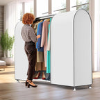 Zilink 72" Garment Rack Cover Dustproof Breathable Clothes Rack Cover Large Garment Bags Protector Cothing Rack with Cover with 2 Durable Zippers for Garment Rack, WHite, (Rack Not Included)