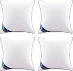 Siluvia Decorative 18x18 Pillow Inserts Set of 4 - Square Throw 18 Pillows with 100% Cotton Cover for Sofa, Couch, and Bed - White