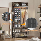 Hanging Shoe Organizer for Closet, Closet Hanging Shoe Storage Rack Holder Shelves,Collapsible Shoe Closet Organizers and Storage with 4 Large Side Pockets,25 Sections for Shoes,Hats,Clothes(Gray)