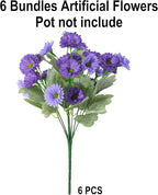 HyeFlora Artificial Flowers for Outdoors Faux Plants Spring Decoration, 6 Bundles Fake Daisy Silk Flowers for Outside Realistic UV Resistant for Outdoor Planters Porch Patio Balcony Yard Home