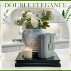 Chunful 2 Pcs Rectangle Wooden Display Stand Wood Vase Display Base Black Pedestal Stand Rectangle Vase Riser for Vases Teapot Trophy Collectibles Aquarium Lamp Home Decoration(10.2 x 8.9 x 1.8 Inch)