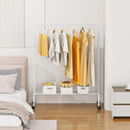 Rolling Clothing Racks for Hanging Clothes, Garment Rack for Clothes to Hang, Metal Portable Wardrobe Rack for Coats, Jackets, Shirts, Dress,White