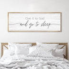 Give It to God and Go to Sleep Sign Framed Large 41''×15'' Above Bed Wall Decor for Bedroom Farmhouse Wall Decor Guest Room Decor Rustic Master Bedroom Wall Decoration Wood Wall Art (brown frame)
