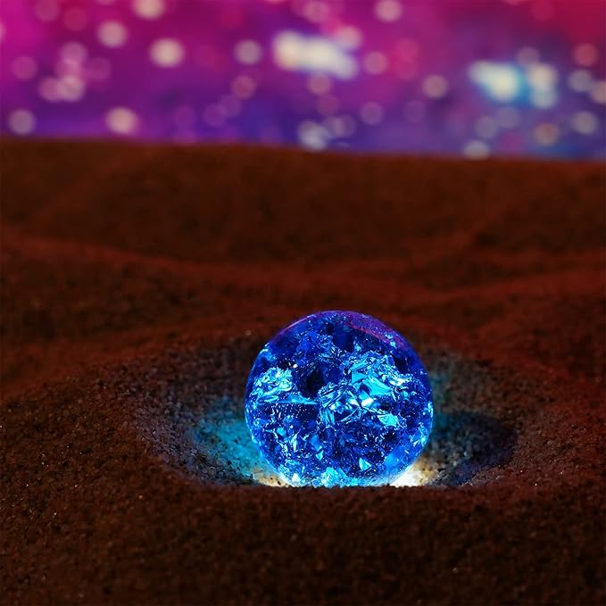 H&D HYALINE & DORA 40mm Crystal Ice Cracked Ball Paperweight,Blue Glass Ball,Crystal Fengshui Sphere for Home Wedding Office Fish Tank Decor