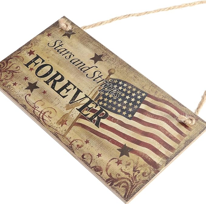 BinaryABC 4th of July Wooden Sign Plaque Door Wall Hanging Decorations, Fourth of July Independence Day Memorial Day Party Decorations