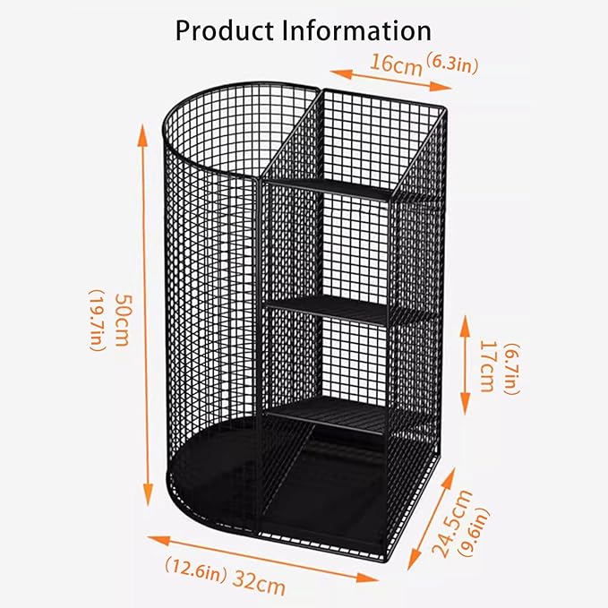 Commercial Metal Umbrella Holder Indoor Large-Capacity Umbrella Storage Shelf Umbrella Basket with Removable Drip Tray for Entryway Metal Entrance Umbrellas Organizer(Black)