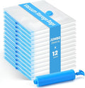12Pack Thickened Space Saver Vacuum Storage Bags Jumbo for Clothes with Hand Pump, Vacuum Sealed Bags for Clothing, Comforters and Blankets