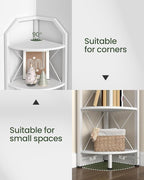 CHOEZON 4-Tier Corner Shelf, Industrial Corner Bookshelf, 47.6" Corner Storage Stand, Plant Stand Display Shelf, Corner Bookcase for Bedroom, Living Room, Home Office, White TCJ09WB