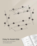 SONGMICS Luggage Rack for Guest Room, Suitcase Stand with Storage Shelf, Steel Frame, Foldable for Easy Storage, Hotel, Bedroom, Cloud White URLR003W01