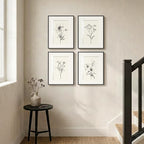 Framed Black and White Floral Wall Art Set, Vintage Minimalist Botanical Prints Artwork for Walls, Neutral Flower Pictures for Modern Farmhouse Bedroom Living Room Bathroom Wall Decor, 12x16 Inch
