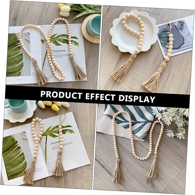 1 Set Rustic Wooden Beads with Tassels and Rope Versatile Wall Decor for Living Room Bedroom Office and Garden Stylish Home Decoration for Festivals and Parties