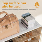 Foldable Shoe Rack Organizer for Entryway with Clear Magnetic Doors - Large Capacity Shoe Cabinet for Boots, Sneakers & All Shoes, Easy Assembly, White 6-Tier 24 Pairs