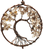 Urdeoms Tree of Life Crystal Dream Catchers for Boys Brown Boho Dream Catcher Wall Decor for Bedroom Adult Smoky Quartz Hanging Decor for Dorm Living Room(NO.10)