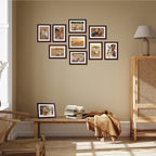 Lyeasw 5x7 Picture Frame Set of 15, Display Pictures 5x7 with Mat or 6x8 without Mat, Multi Photo Frames for Wall Mounting or Tabletop Display, Dark Red