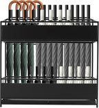 Umbrella Holder Entryway, Umbrella Stand Rack 26.8*12.6*27.6in Metal Square Umbrella Rack Organizer Removable Drip Tray Drip Tray Handle Hollow-Out Design Raised Feet for Canes, Belts, Hats