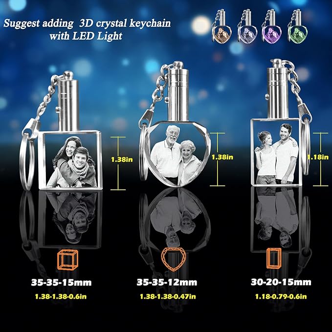3D Photo Crystal, Personalized Gifts for Father Dad Husband, Grandpa,Unique Gift for Dad from Daughter Son,Custom Birthday,Anniversary,Memorial,Couples Gifts