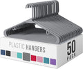 Plastic Hangers 50 Pack Grey - Clothes Hangers - Makes The Perfect Coat Hanger and General Space Saving Clothes Hangers for Closet - Percheros Ganchos para Colgar Ropa Hangars