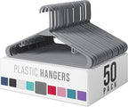 Plastic Hangers 50 Pack Grey - Clothes Hangers - Makes The Perfect Coat Hanger and General Space Saving Clothes Hangers for Closet - Percheros Ganchos para Colgar Ropa Hangars