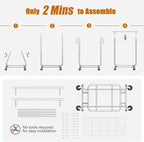 Heavy Duty Clothes Rack Load 900 Lbs, Double Rod Rolling Clothing Rack With Sturdy Wheel And Shelves，Adjustable Portable Hanging Rack For Clothes,Silver Stainless Steel