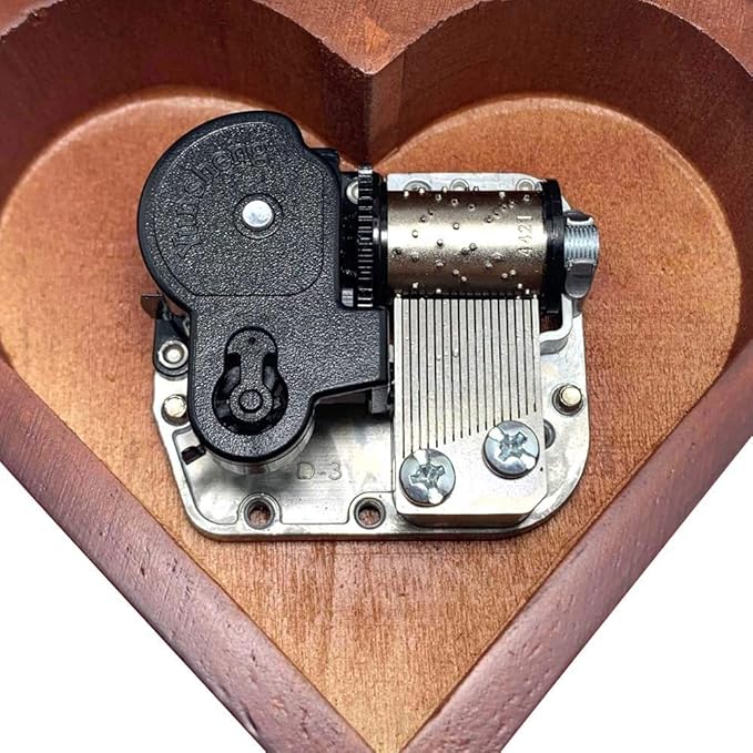 Pursuestar Amazing Grace Wind Up Music Box, Heart Shaped Vintage Wood Carved Mechanism Musical Gift for Lover Girlfriend Wife, Catholic and Christian Baptism, First Communion or Confirmation