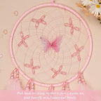 Pretty Jolly Dreamy Girls Butterfly Dream Catcher Wall Decor Fairy Pink Feather Baby Dreamcatcher Handmade Home Décor Wall Hanging for Nursery Bedroom Girls Birthday Gift