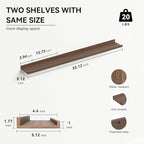Boswillon 55.1 Inches Long Floating Shelves, 2 Set Rustic Wall Shelf for Bedroom, Nursery Book Shelf with Lip, Picture Ledge Shelf for Living Room, Bathroom, Kitchen - Walnut