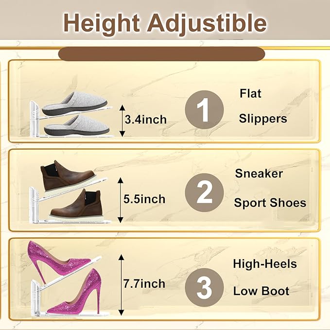 Clear Shoe Slot Organizers 6PACK Shoe Stacker Organizer for Closet Adjustable Shoes Rack Holders Zapateras Organizers