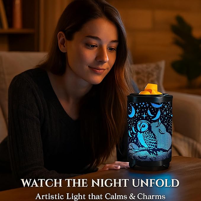 Leyoue Electric Wax Melt Warmer PTC Heating Plate with 7 Colors LED Changing Light Wax Warmer Fragrance Warmer for Home Office Gifts & Decor(Owl)