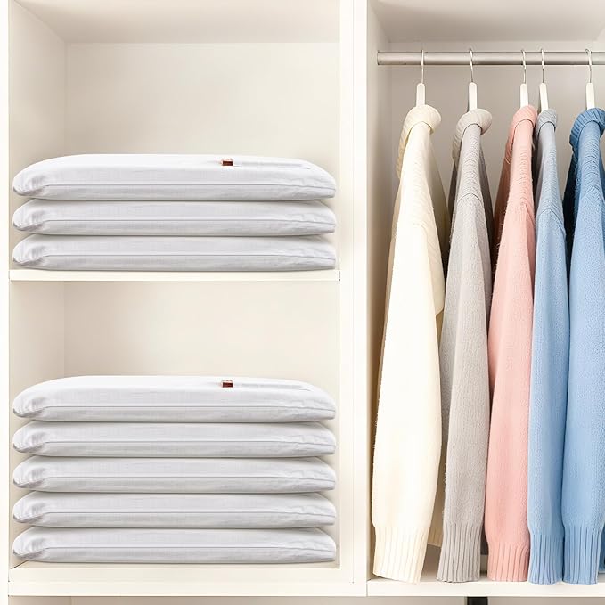 2 Pack Cashmere Storage Bags with 2 Cedar Blocks, Cotton Sweater Garment Storage Pouches with Natural Cedar for Odor Control, Closet Drawer Seasonal Clothing Organizer,17 x 13.5 Inch