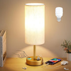 Dicoool Small Touch Bedside Lamp with USB - 3 Way Dimmable Gold Table Lamp for Bedroom, Nightstand Lamp with Gold Charging Station for Desk Dorm, Office