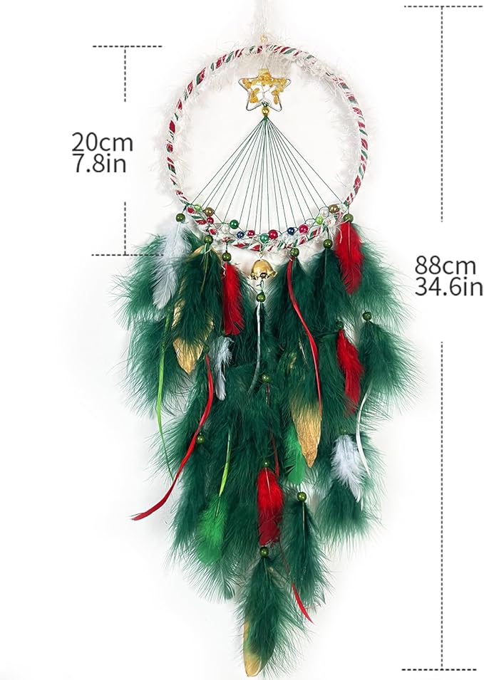 Christmas Star Dream Catcher with Lights Handmade Christmas Dreamcatcher Hanging Decoration Home Wall Craft Ornament