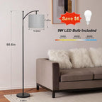 Ambimall 60" Floor Lamp for Living Room with 3 Color Temperatures, Adjustable Grey Shade with Black Pole, Tall Lamp for Bedroom Office Classroom Dorm Room, 9W Bulb Included