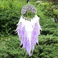Pretty Jolly Fairy Purple Tree of Life Dream Catcher Wall Decor with Healing Crystal Stone Handmade Feather Dream Catchers Decoration Wall Hanging Ornaments for Bedroom Wedding Party Home Decor-25.6"