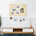 DOLLAR BOSS Bulletin Board with Linen 24'' x 18'' Wood Framed Cork Boards for Walls, Photo Display Pin Board, Decorative Corkboard for Office Home School Dorm Decor with 10 Pushpins, Natural Wood