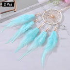 uxcell 2pcs Dream Catchers, Small Handmade Feather Dreamcatcher Supplies Car Charm with Crystal Beads Wall Hanging Decor for Home Car Decoration Ornament Women Friend Gift, Light Blue
