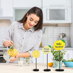 Maitys 3 Pcs Summer Lemon Wooden Table Decor Yellow Lemon Tiered Tray Decoration Rustic Summer Table Centerpiece Standing Block Sign for Home Kitchen