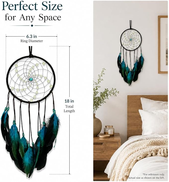 Luminous Dream Catchers Wall Hanging Room Decor Dreamcatcher Handmade Feather for Girls Boys Kids Bedroom Decoration Ornament Craft Gift