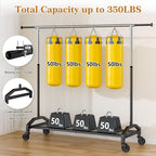 Heavy Duty Clothes Rack for Hanging Clothes Extendable Rolling Clothing Rack for Hanging Clothes 350lbs Chrome 51 to 71" W x 16.53" D x 65" to 71" H 3" Industrial Wheels