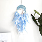 Dream Catchers, Sky Blue Dream Catcher Tree of Life Wall Decor, with Natural Healing Crystal Stone, Perfect Handmade Dreamlike Crystal Dream Catcher for Bedroom Art Craft Gift