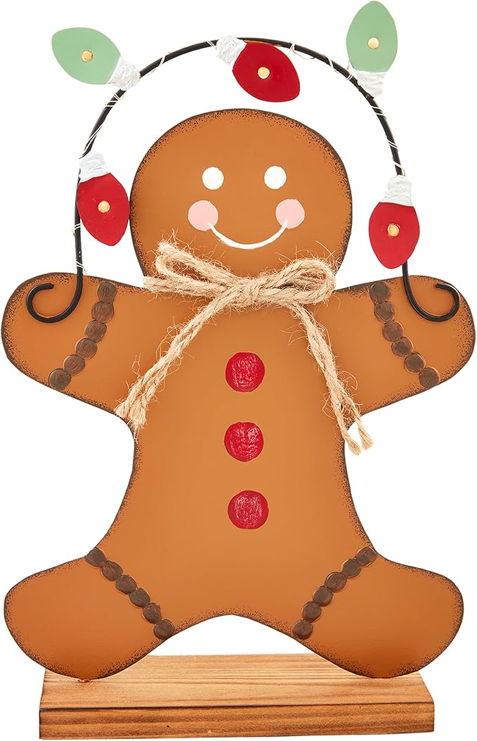Mud Pie Tin Gingerbread Sitter, Small, 10" x 8"