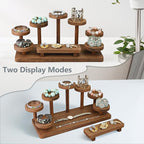 MOOCA Multi-Level Wooden Display Riser Stand for Jewelry, Accessories, Mineral, and Collectibles items - Jewelry and Figurine Display Risers, Versatile Stand for Action Figures and Home Decor, Brown Color