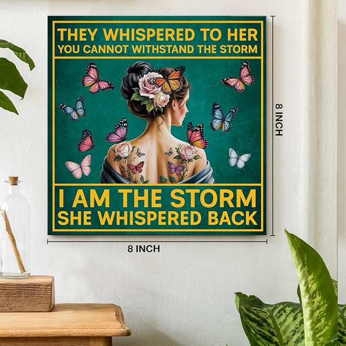 Motivational Wall Decor, Inspirational Quote Wall Art, Vintage Hippie Home Sign Boho Decor, Positive Affirmations Gifts for Women Girls Framed Posters Art Work for Office Bedroom, 8 x 8 Inches