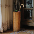 WXYZ Hand-Woven Bamboo and Rattan Umbrella Stand, Multifunctional Umbrella Basket for Home Hotel and Office Umbrella Bucket, 59x24.5cm