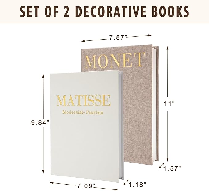 Decorative Books for Home Decor, Coffee Table Decor with Linen White Books Stack Bookshelf, Fake Book Double as Libros Decorativos and Photo Storage (2 Piece Set)
