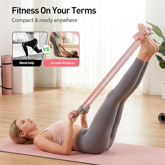 Pedal Resistance Band with Handles, 2026 Upgrade Multifunction Elastic Yoga Resistance Band, 6-Tube Pedal Resistance Band with Handle for Full Body Workout, Yoga, Stretching, Waist, Arm, Leg
